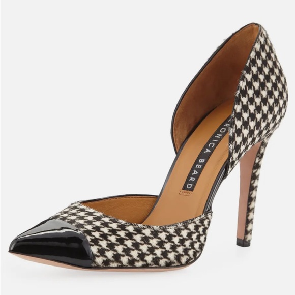 Veronica Beard Houndstooth Patent Pumps 9 - Picture 1 of 10